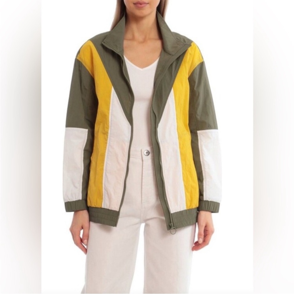 Avec Les Filles Oversized Colorblock Nylon Zip Up Track Jacket Windbreaker NWOT